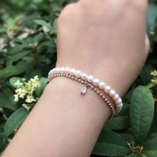 [zoeverglow]原創天然淡水珍珠s925純銀手鍊 雙層手鍊