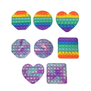 시우리빙 팝잇 푸쉬팝 푸시팝 뽁뽁이 장난감, 레인보우 버블팝-육각형, 1개