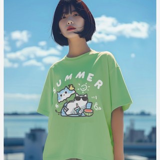 艾咪e舖 潮T 情侶裝 純棉短T MIT台灣製【Y1329】萌寵-SUMMER沙灘太陽傘美短