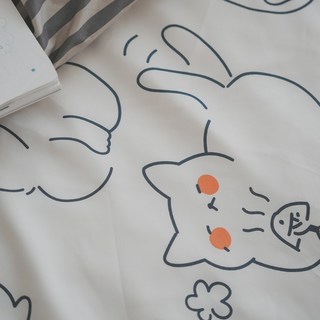 棉床本舖 圓圓貓ins風四季磨毛布床包枕套涼被兩用被組 台灣製可愛舒適北歐風