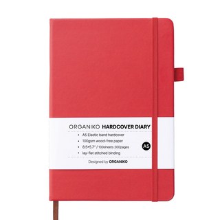 오가니코 A5 하드커버 스크랩 만년 다이어리, 레드, 1개