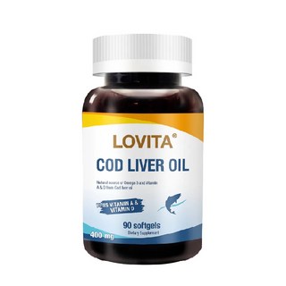 Lovita愛維他 挪威鱈魚肝油400mg膠囊 (DHA EPA 維他命A 維他命D 維生素)(90顆), 1個, 90顆
