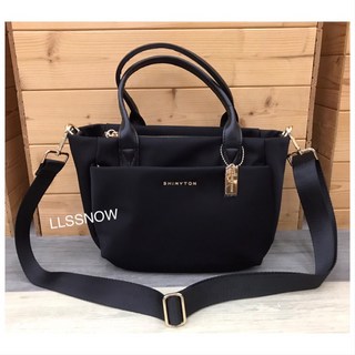 SHINYTON 韓系時尚尼龍小托特包 手提斜背包 兩用側背包 防水女包 (現貨), 黑色 (S050- 078)