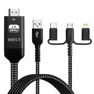 iPhoneAndroid 스마트폰용 USBC to HDMI 호환 3in1 어댑터 TV모니터프로젝터에 1080P 미러링 라이트닝마이크로 USB 휴대용 디지털 AV 컨버터자동차용, USBC to HDMI 호환 3in1 어댑터 iPhon