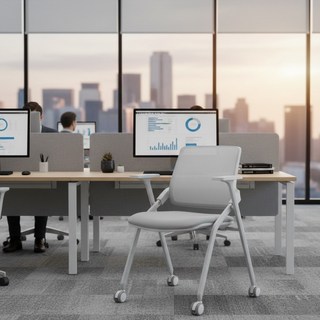 프리미엄 사무용 의자 완제품 접이식 컴퓨터 메쉬 인체공학 허리편한 사무실 공부 학생 체어, 그레이