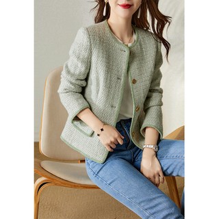 【牛油果綠】小香風外套 粗花呢外套 短外套 女裝外套 春秋外套 2026春款 羊毛混紡 法式復古 名媛氣質 通勤約會必備