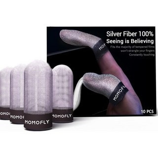MOMOFLY 게이밍 핑거 슬리브 미국 손가락 크기에 맞게 맞춤 100 눈에 보이는 실버 섬유 적당한 압력 호흡 방습 COD 모바일 PUBG 장갑 （용 총알 ⅰ 10P ） M, 1개