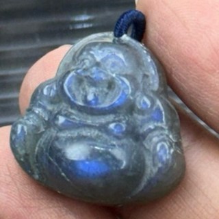 采禪手作 B468 拉長石 佛公 彌勒佛 吊墜孔 21.5*21.9*10.2mm, 1個