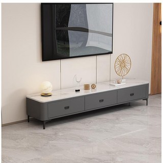 BYOU 모던 심플 스타일 확장형 거실장 수납 서랍형 TV다이 1600 1800, 눈산 화이트 + 회색 캐비닛