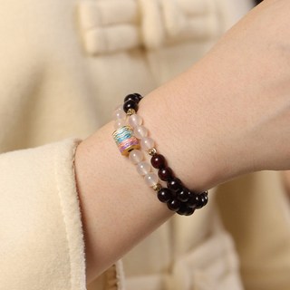 올라운드 재물운사업운발재 단향 자단목 황금 백단향남녀 커플용 이중고리 팔찌