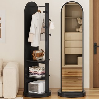 홈컴 전신거울 거실 인테리어 회전식 아치형 거울, 블랙