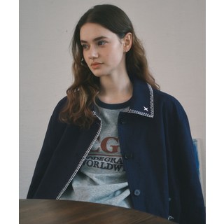 CGP (우먼) 린넨 코튼 하프 자켓_네이비