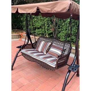 가정용 상업용 체어 인테리어 흔들 제품 가구 그네 의자 스윙 야외 트리플 더블, 12. 파나마 3인 카키 (방석+베개)