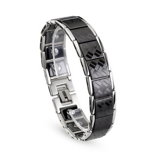 페이버 Z838 남성용 게르마늄팔찌 /체크패턴 디자인 /이니셜 각인 블랙, 1개