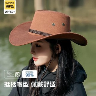 夏季男士遮陽帽 大沿西部牛仔帽 騎馬帽 野營戶外帽 仿鹿絨帽子 涼帽