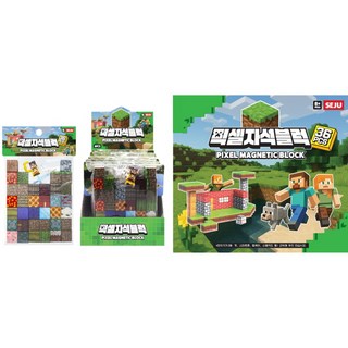 픽셀 자석블럭 3개 108PCS+피규어3 중복없음 마인크래프트 블럭마인크래프트 블록, 1개