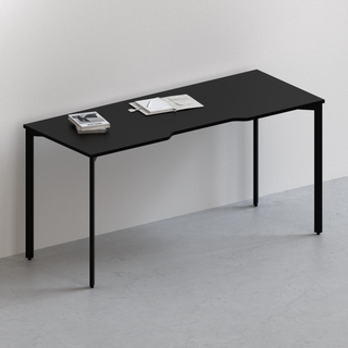 다가구 페르마타 멀티탭 타입 1600 x 800 컴퓨터책상, 블랙+블랙(상판):블랙(프레임)