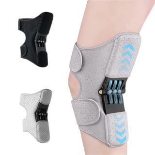 기능성 무릎보호대 스프링 무릎 지지대 조력 압박 훈련 밴드 남녀 보행 등산 스포츠, 그레이, 1세트