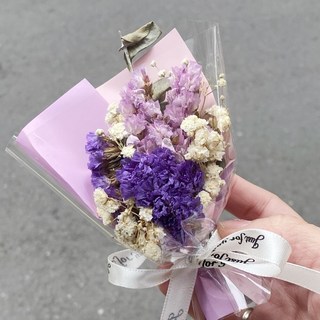 【森林海】迷你永生花束附提袋：教師節/畢業/情人節禮物首選，拍照道具, 紫霞, 1個