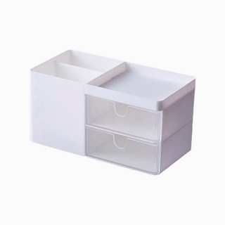 Ins風 桌面收納盒 抽屜式收納盒 文具收納盒 筆筒抽屜盒 分格收納盒 桌面抽屜收納盒 辦公室收納盒 居家收納, 白色