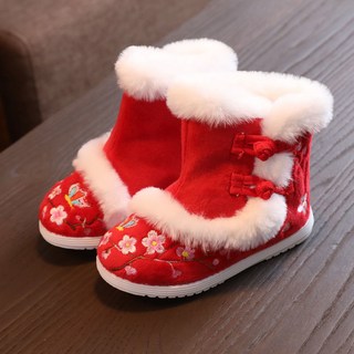 兒童繡花鞋 中國風古裝表演鞋 雪地靴 DG125A
