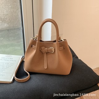 復古麂皮絨手提包 小側背包 簡約單肩斜挎包, 棕色無掛件