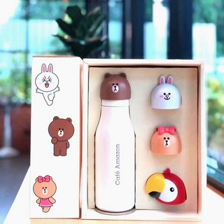 熊大兔兔保溫瓶保冷瓶, 1個, LINE FRIENDS保溫瓶套組