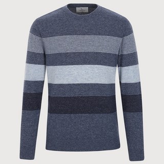 [25년 가을 겨울] 트레몰로 (주)세정 남성 모 혼방 얇고 포근한 소재 블루톤온톤 배색 남자 긴팔 라운드 니트 티셔츠 -7881 트레몰로7881