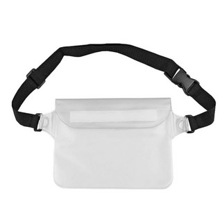 3중지퍼 방수가방 힙색 반투명화이트 방수팩 물놀이방수팩 허리힙색, 1개