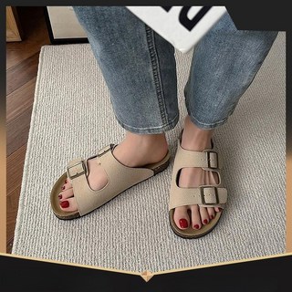 CuteQueen 귀여운여왕 캐주얼 일자 스트랩 슬리퍼 여 아웃도어 통굽 비치샌들