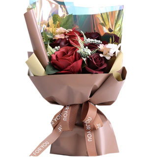 이지플 비누꽃 조화 드림 플라워 장미 꽃다발, 레드, 1개