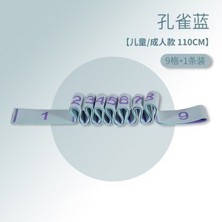 彈力帶 瑜伽伸展帶 拉丁數字兒童舞蹈訓練阻力帶 拉筋塑形 臺灣出貨, 孔雀藍（9格）, 1個