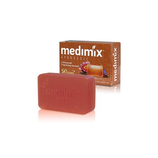 Medimix 印度綠寶石美肌皂125g【現貨】皇室藥草浴香皂，草本美膚，溫和潔淨, 1個, 06藏紅花光澤皂/酒紅