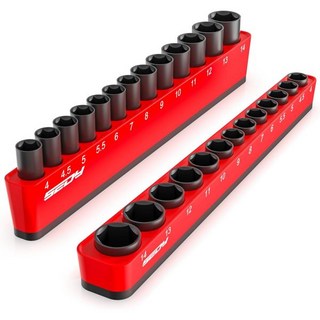 12피스 1 4 3 8 2 드라이브 SAE 미터법 자석 소켓 정리 세트 143개 수납 5mm 받침대가 탈착식 공구 트레이 소켓은 포함되지 않음 2175454, Metric 2PCS 1/4"-Drive