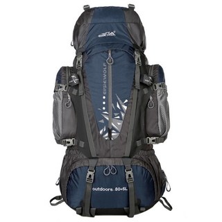 登山 露營 野戰 背包 戶外背包 旅行背包 大容量 後背包 80L雙肩背包 男女 運動 防潑水 露營 帳篷 旅游 徒步包, B款深藍色