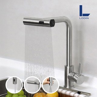 로딘 와이드 3way 폭포수 무광 씽크수전 폭포 주방수전 씽크대 수도꼭지 ODIN-262W, 1개