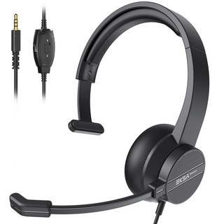 EKSA H15 유선 고객센터 모노콜 센터 헤드셋 블랙