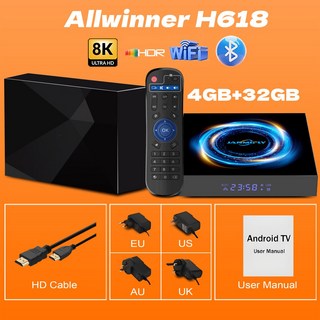 셋톱박스 글로벌 스마트 TV 박스 안드로이드 12 R69S1 블루투스 5 0 지원 8K 울트라 HD 넷플릭스 구글 가족 및 친구 영화 감상 미디어 플레이, 영국 플러그, 4GB 32GB, 1개