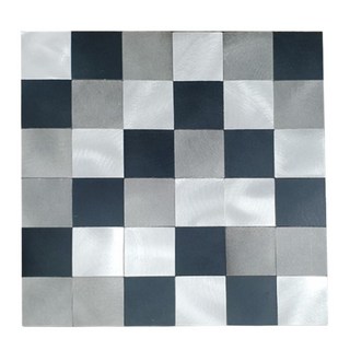 메탈 느낌 두꺼운 타일시트지 접착 입체 바둑무늬 블랙 실버