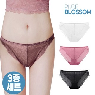 스벅 쿠폰 증정 [퓨어블라썸] [3종세트] 풀 레이스 하이레그 누디 팬티/빅사이즈
