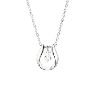 S925銀 幸運馬蹄 美元符號 項鍊 鏈長40+5cm