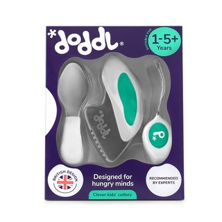 doddl秒拾餐具兒童學習餐具3件組/2件組，附贈水滴收納盒，嬰幼兒餐具首選，學習筷訓練寶寶自主進食, 1個, 兒童學習餐具3件組 - 湖水綠, 湖水綠, 叉子、湯匙、餐刀