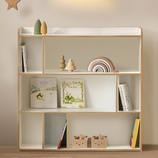 SOBE 루나 와이드 어린이 책장, 3단, 자작+화이트(3단비대칭)