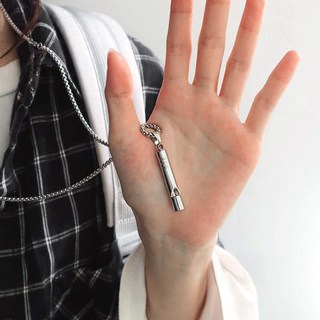 아이루리 호신용 스틱 휘슬 펜던트 목걸이 써지컬스틸 남자 주얼리 호루라기 롱 체인