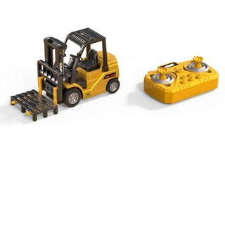 迷你可升降工程車 吊車 堆高機, 1個, 桌面迷你升降工程車+拖板車, 黃色