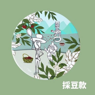 質感浮雕鶯歌陶瓷吸水杯墊 台灣製造, 1個, 彩色-三人採豆款