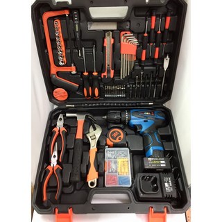 富格 雙速正反轉 充電電鑽 電動起子 鑽牆適用, 1個, 25V衝擊鑽 2.0Ah(雙電)+工具組