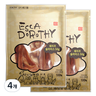 에스카도로시 강아지 국내산 수제간식, 돼지귀 슬라이스, 50g, 4개