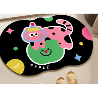 패링치즈 빨아쓰는 규조토 발매트 고양이 캐릭터, 다크블랙, 1개