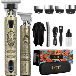 LQT 남성용 전문 수염 트리머 제로 갭 T블레이드 헤어 클리퍼 및 콧수염 트리머 키트 LCD 디스플레이 이발 및 그루밍을 위한 정밀 에저 이발소 등급 전기 면도기 남, LQT 남성용 전문 수염 트리머, 제로 갭 T블레이드